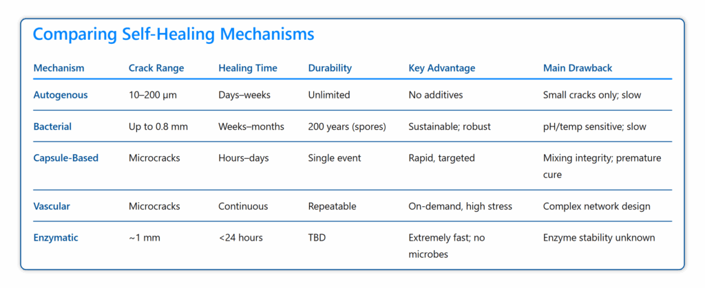 Types of Self Healing Concrete